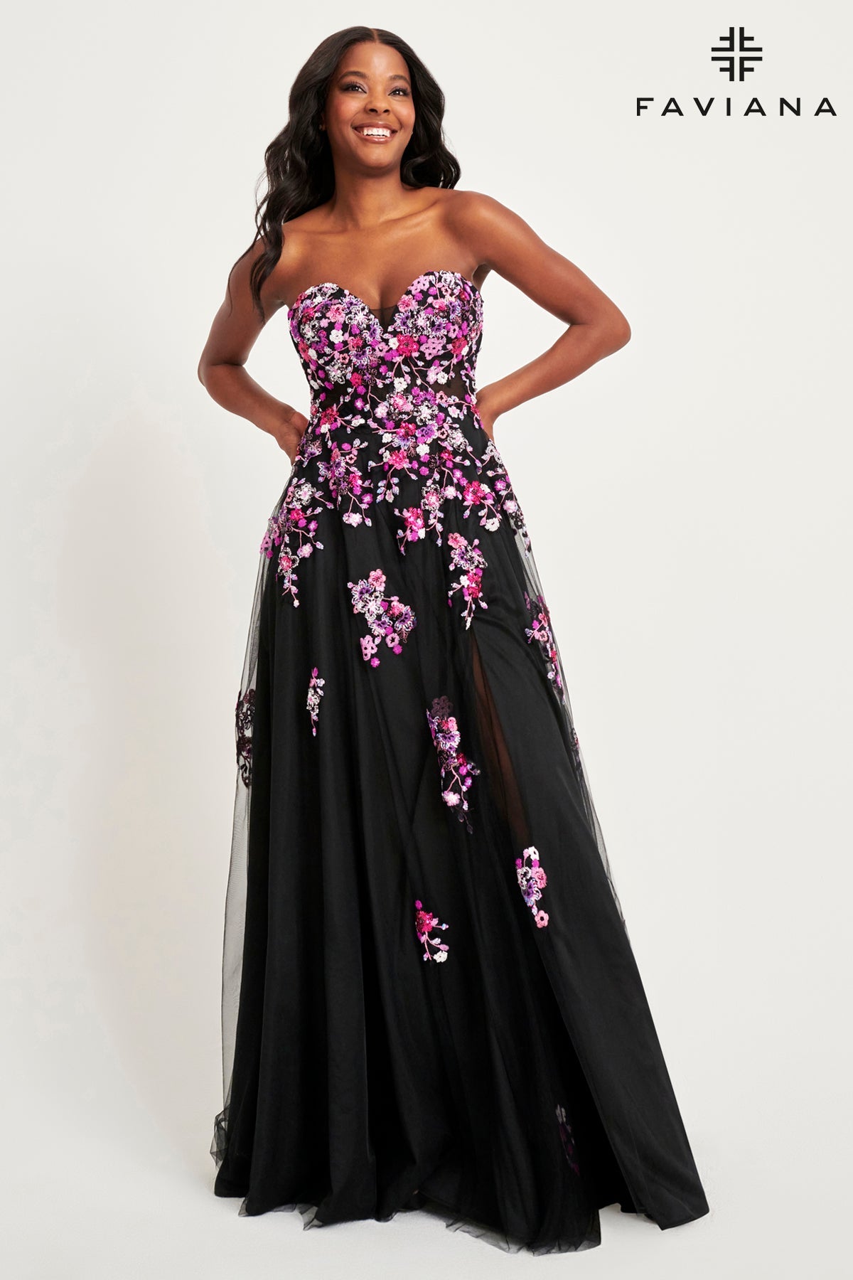 Faviana 11028_BLACK_FUCHSIA_FRONT