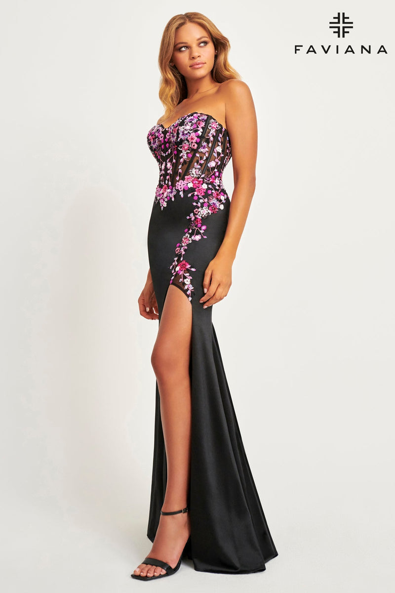 Faviana 11029_BLACK_FUCHSIA_SIDE