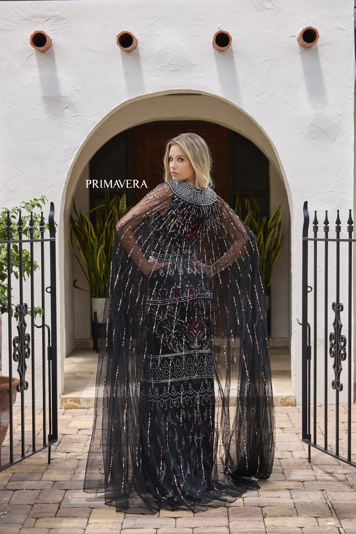 Primavera Couture 12172_BLACK_MULTI_BACK