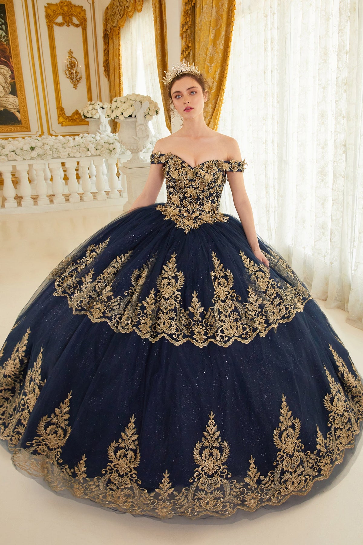 Ladivine by Cinderella Divine 15705_NAVY_GOLD_FRONT