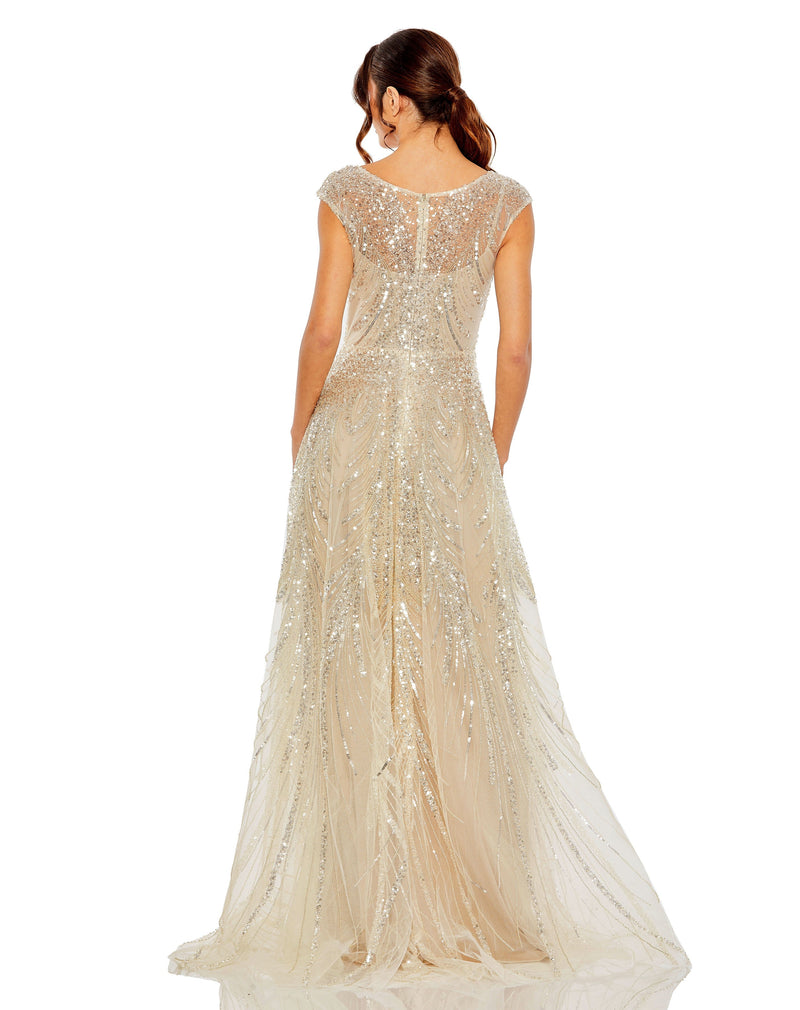 Mac Duggal 20524-NudeSilver-BK