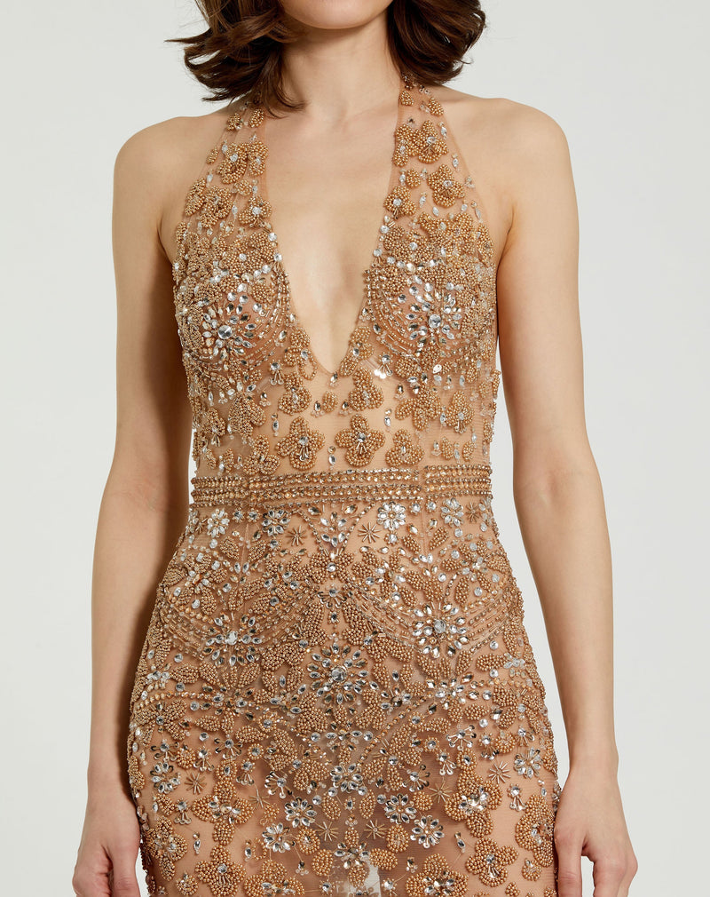 Mac Duggal 2241-NudeSilver-CL