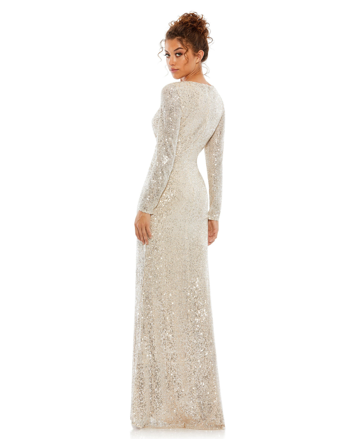 Mac Duggal 26574-NudeSilver-BK