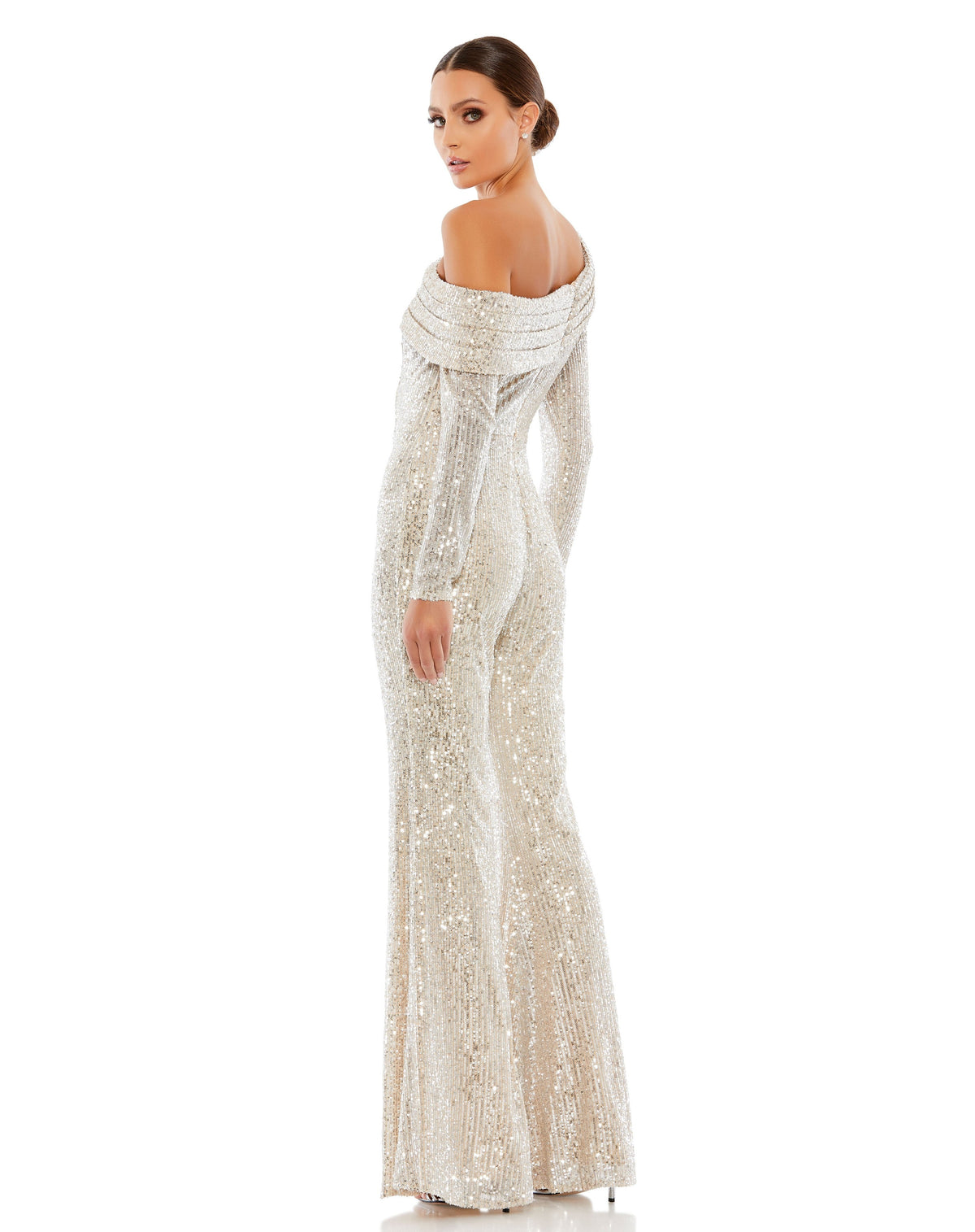 Mac Duggal 26596-NudeSilver-BK