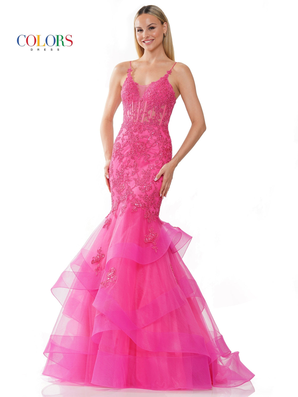Colors Dress 2899_HOT_PINK_FRONT