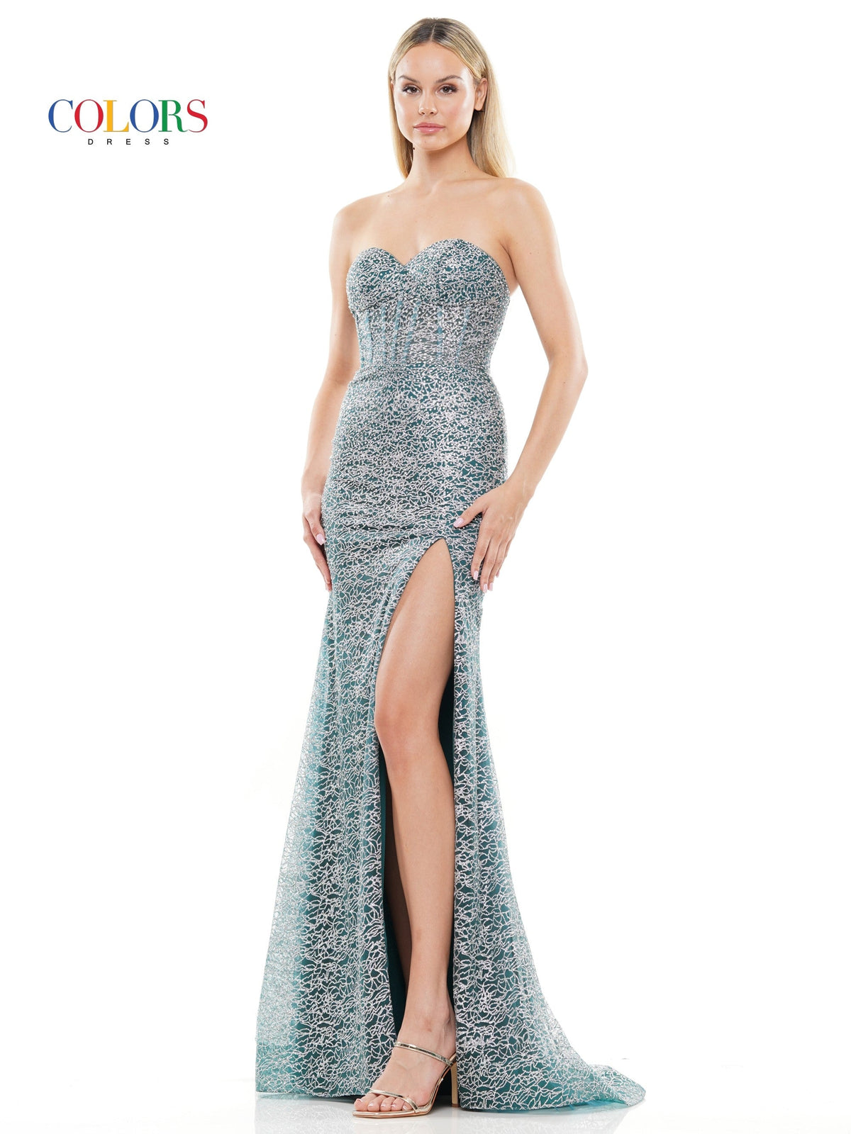 Colors Dress 3103_DEEP_GREEN_FRONT