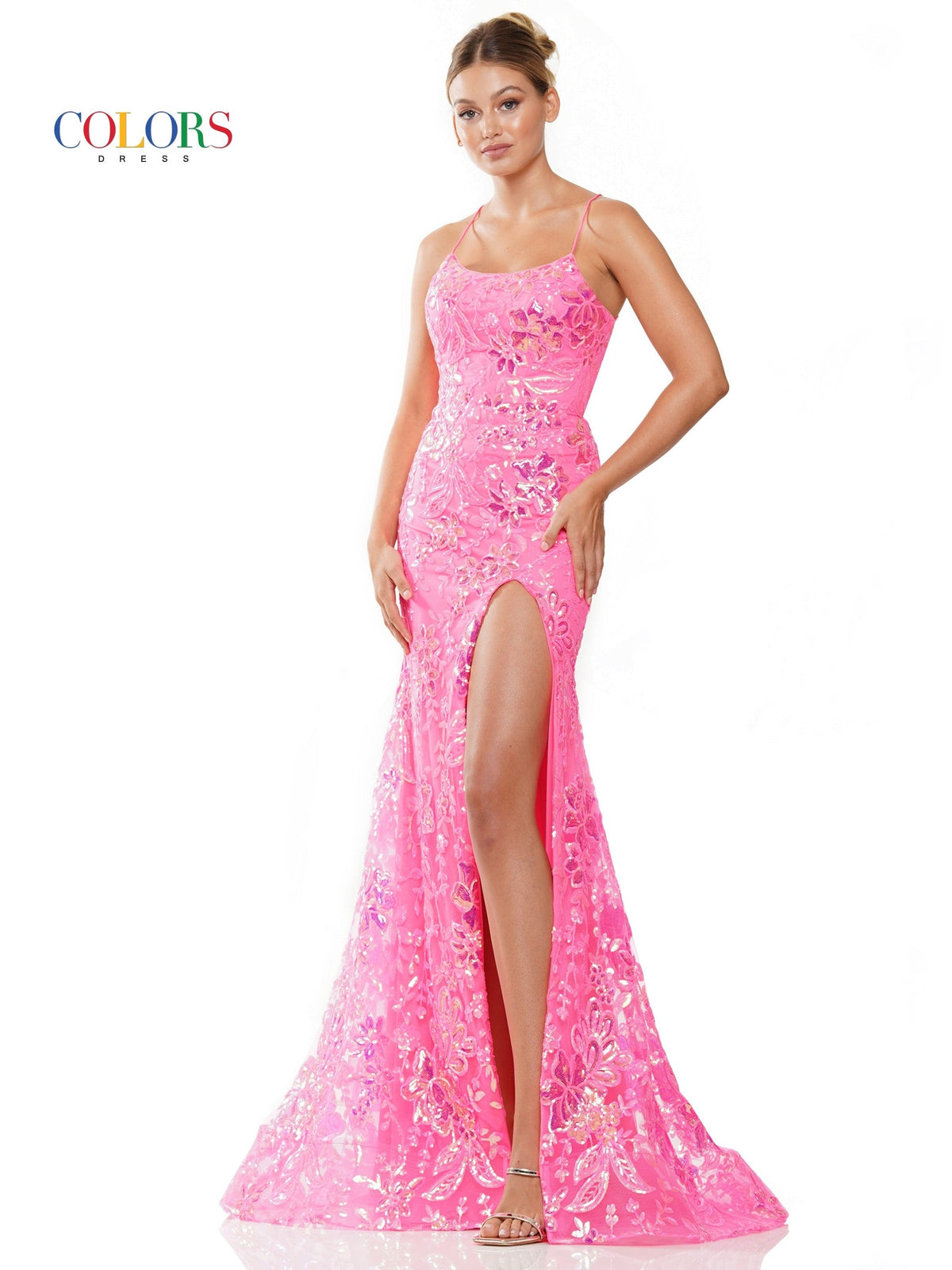 Colors Dress 3139_HOT_PINK_FRONT
