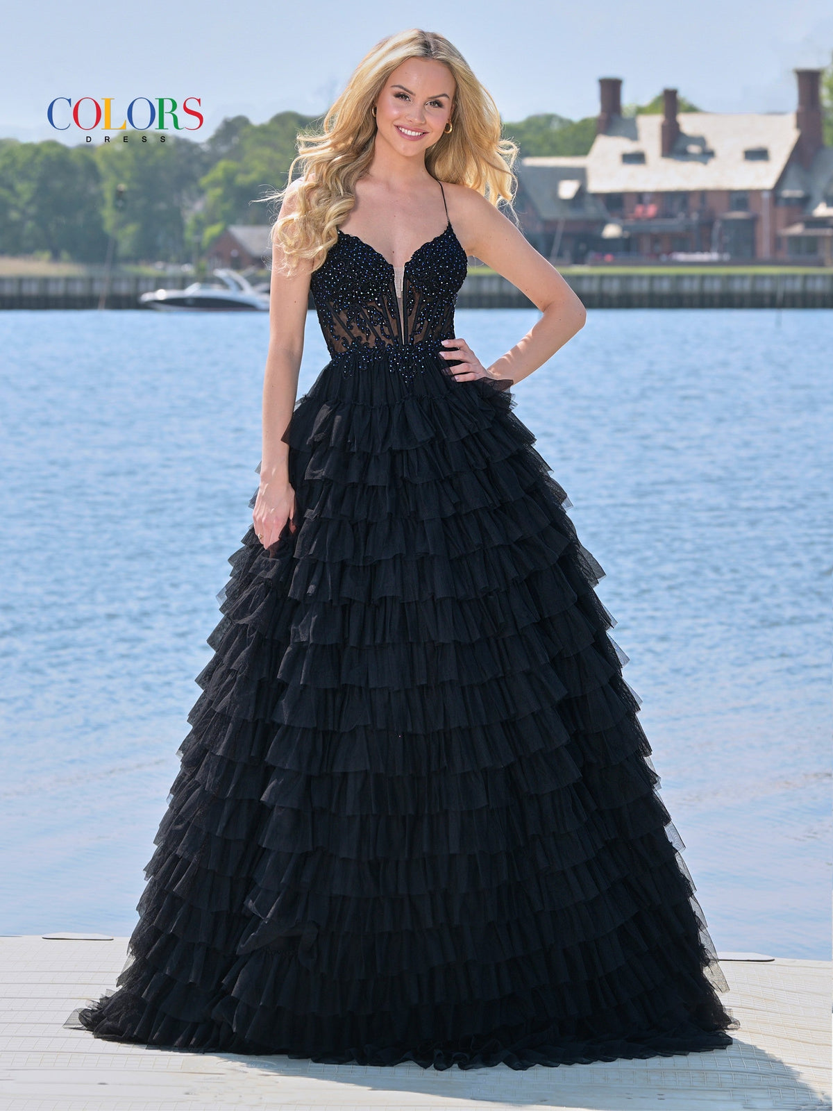 Colors Dress 3219_BLACK_FRONT