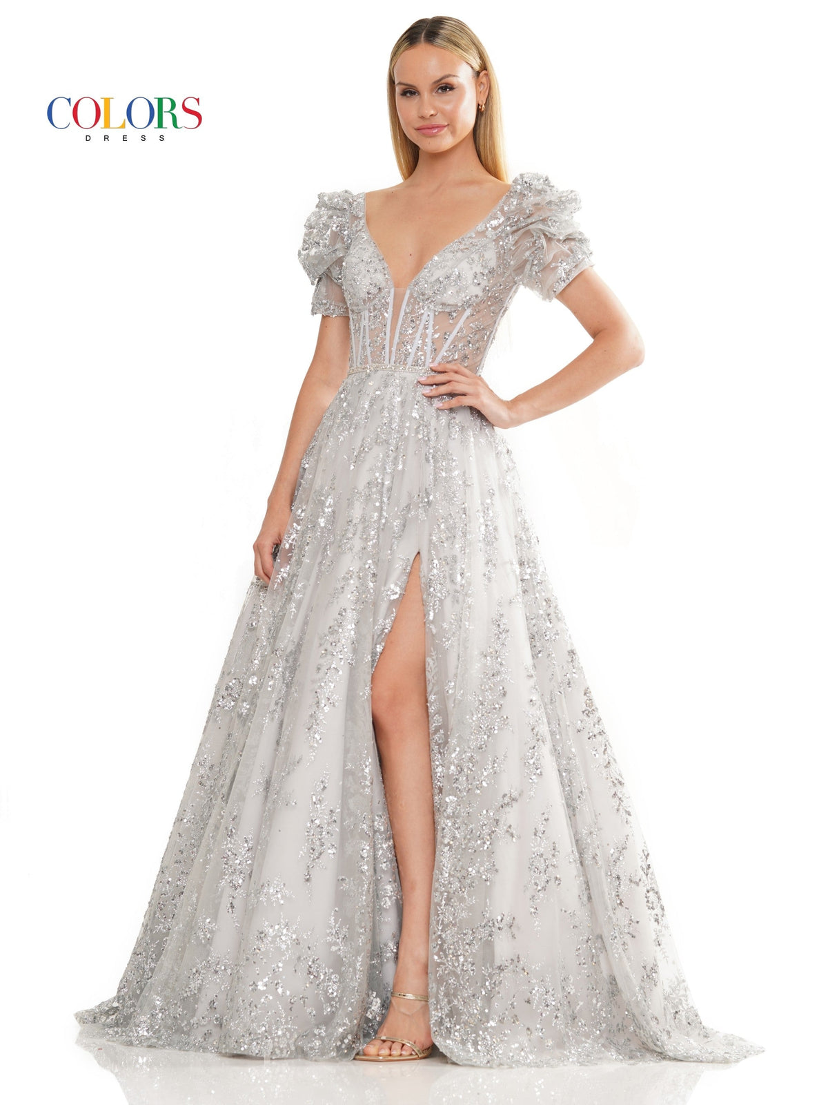 Colors Dress 3243_SILVER_FRONT