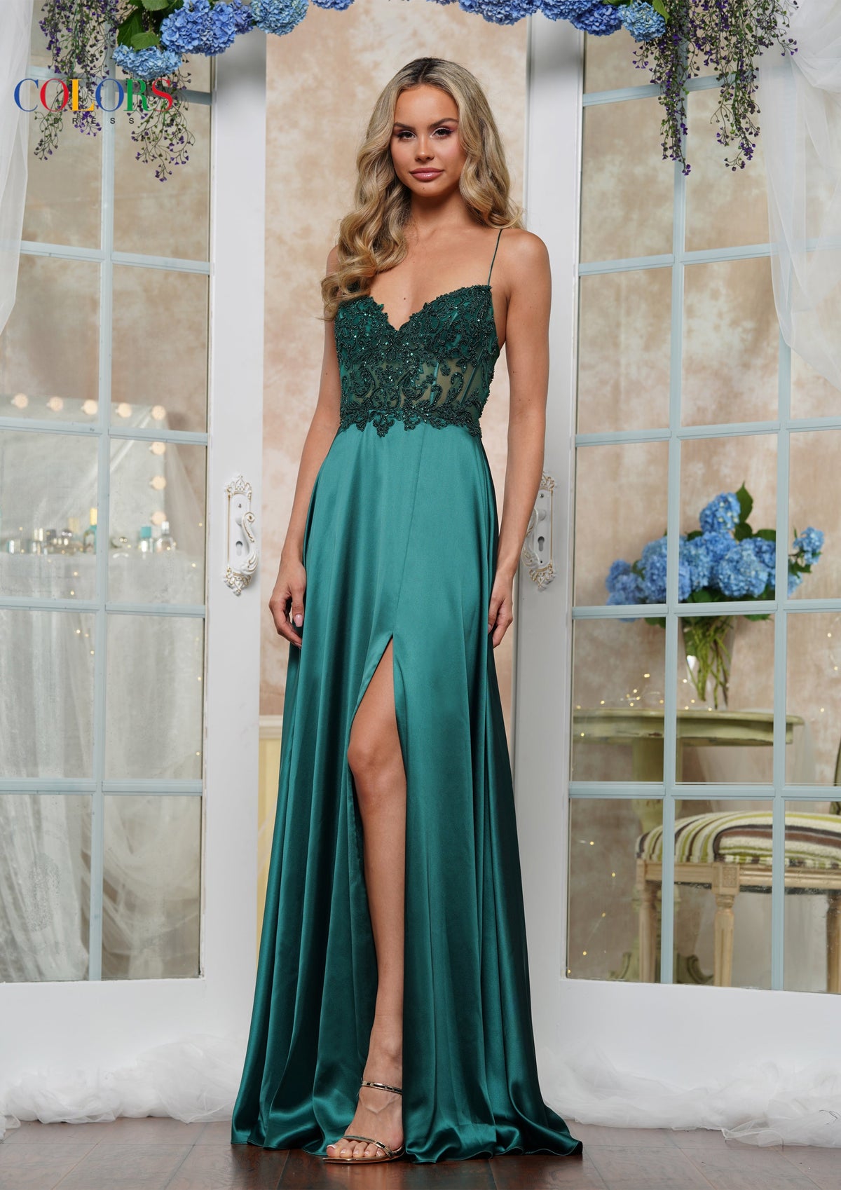 Colors Dress 3436_DEEP_GREEN_FRONT