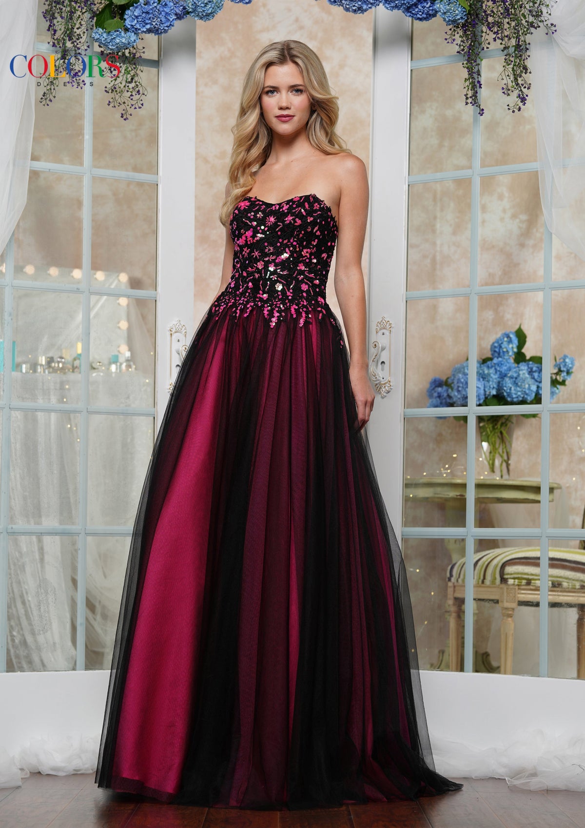 Colors Dress 3495_BLACK_PINK_8625