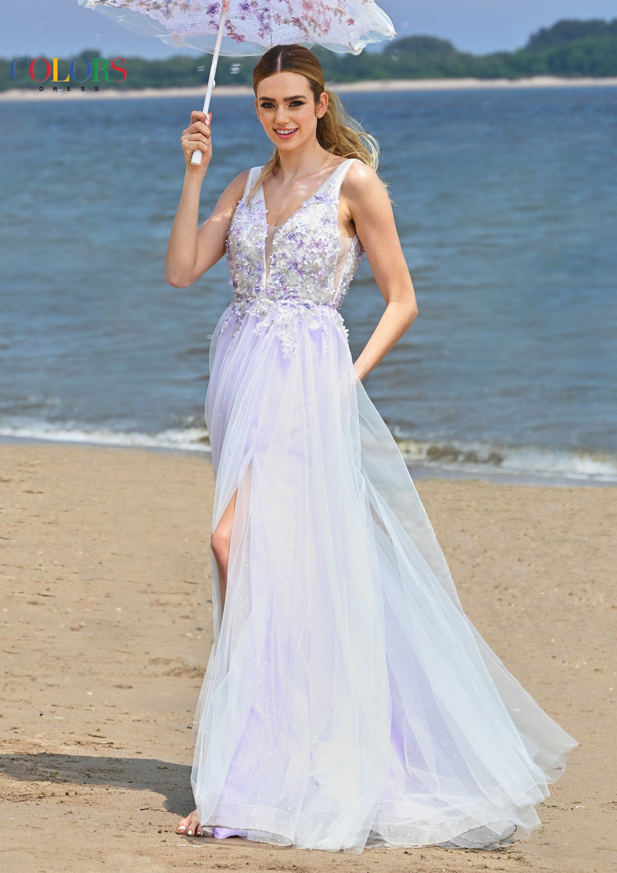Colors Dress 3499_LILAC_FRONT