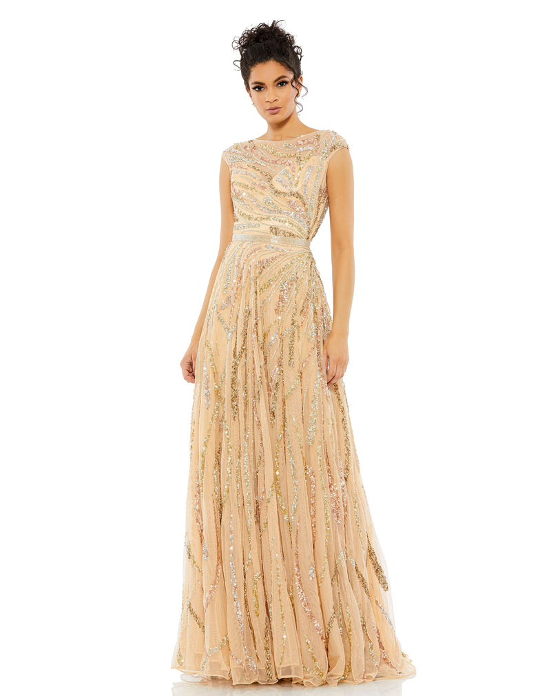 Mac Duggal 5445-BeigeMulti-AB
