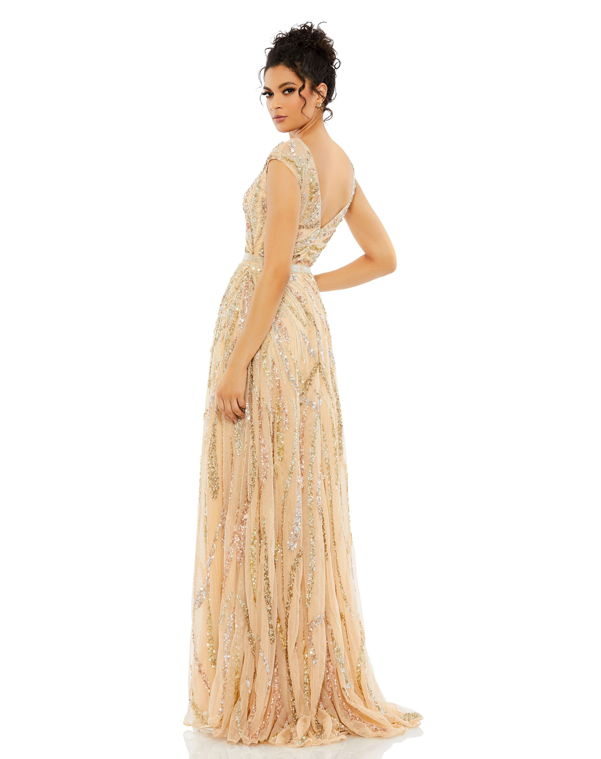 Mac Duggal 5445-BeigeMulti-BK