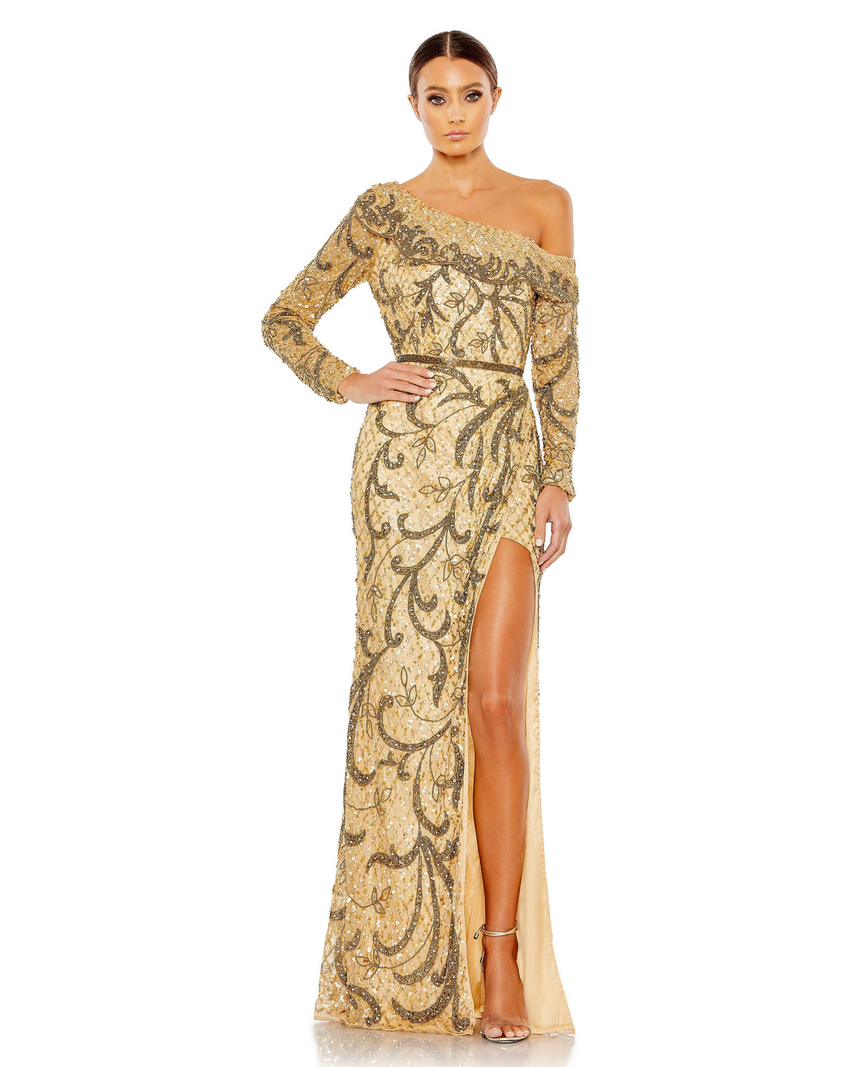 Mac Duggal 5639-GoldNude-AB