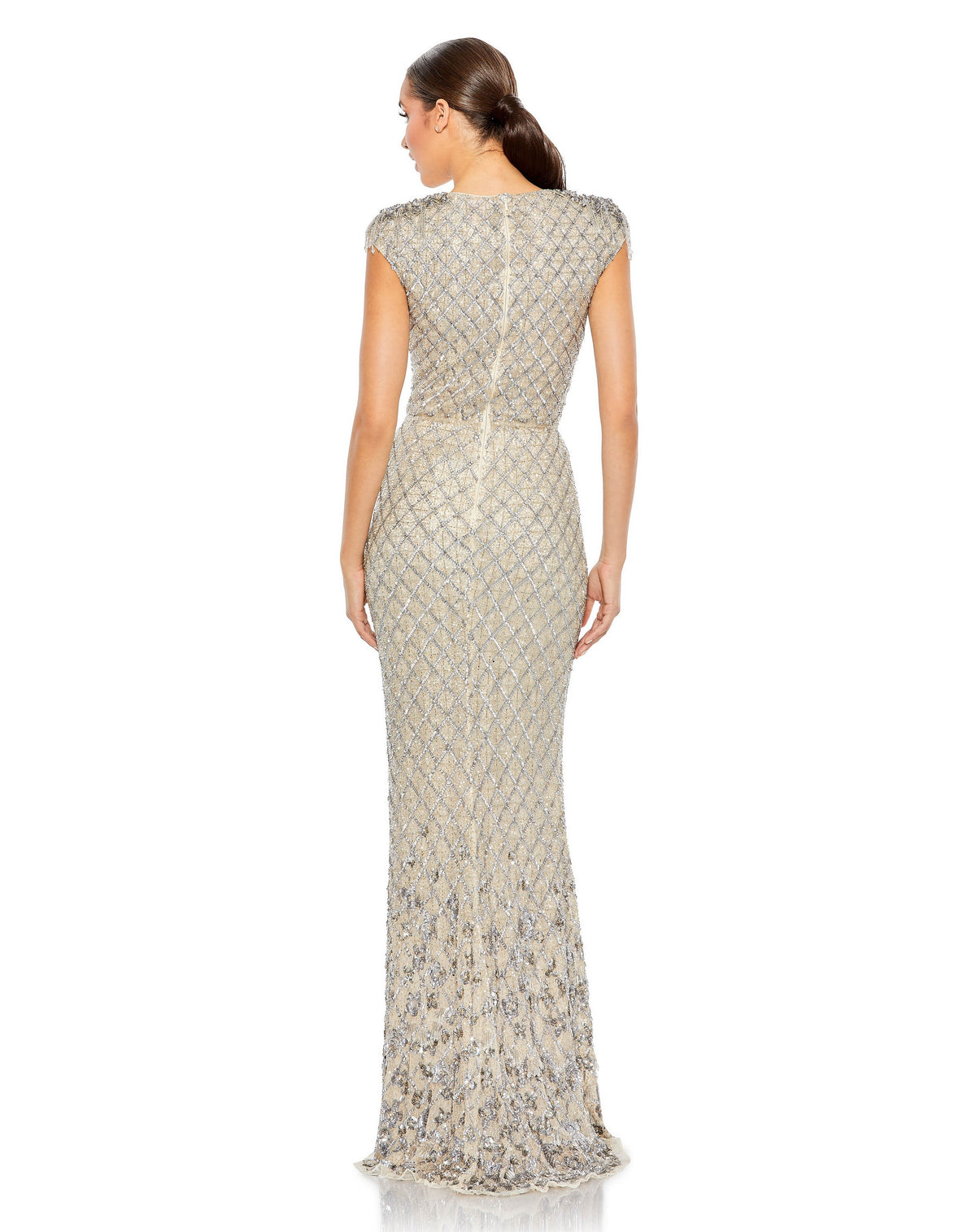 Mac Duggal 5642-SilverNude-BK