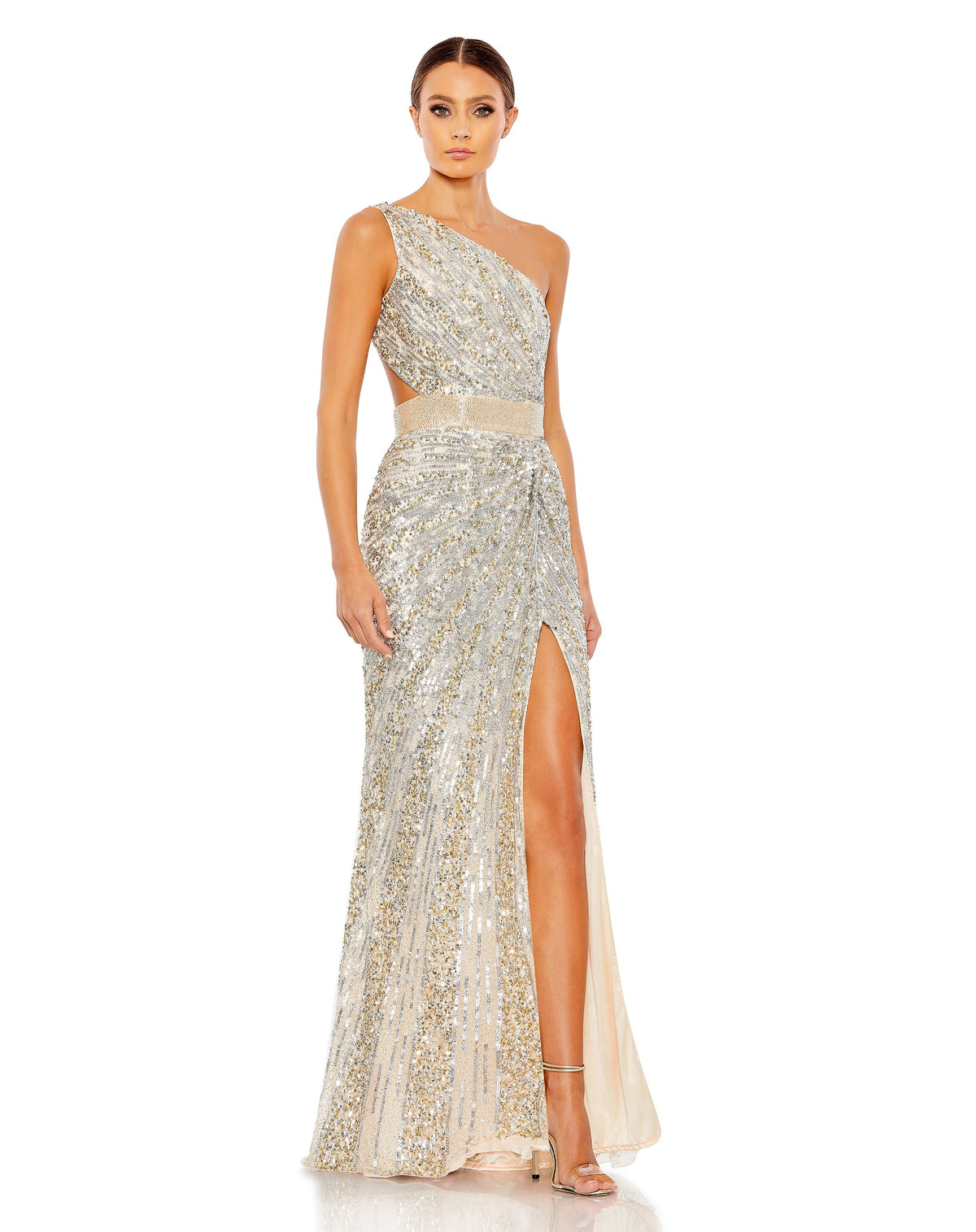 Mac Duggal 5687-NudeSilver-AB