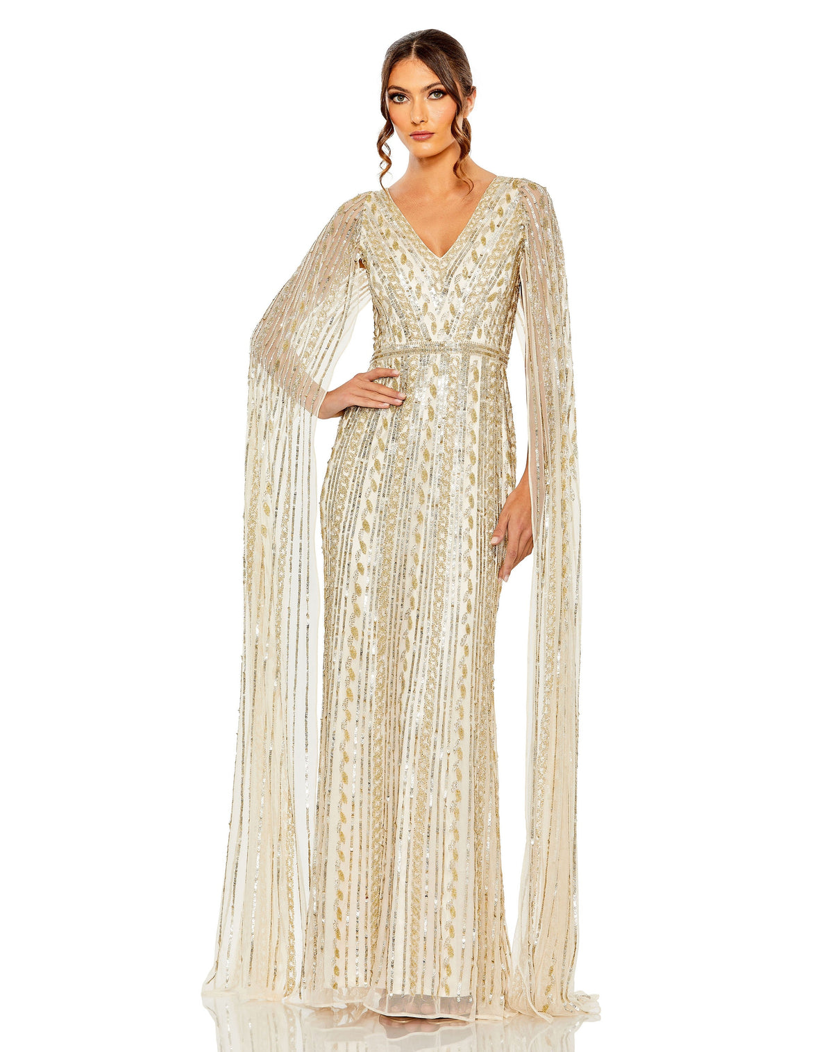 Mac Duggal 5915-NudeSilver-AB