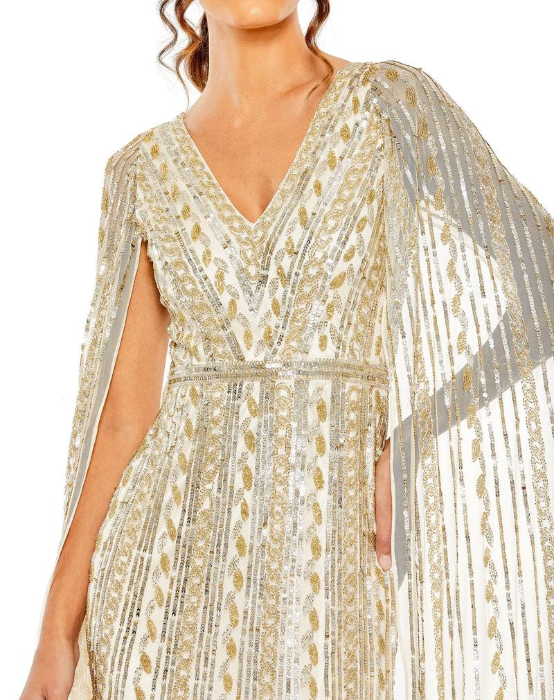Mac Duggal 5915-NudeSilver-CL