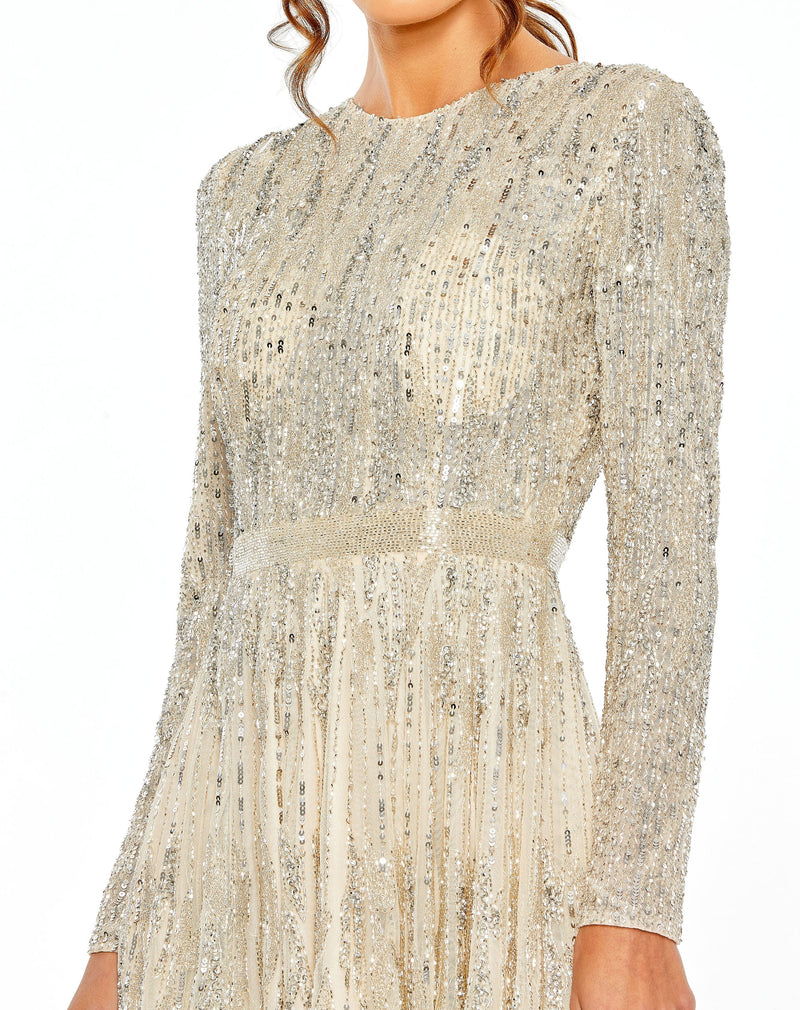 Mac Duggal 5923-SilverNude-CL