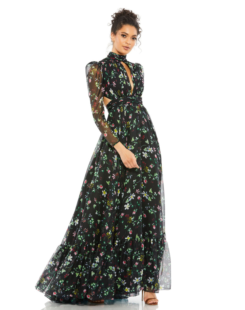 Mac Duggal 67942-BlackFloral-AB