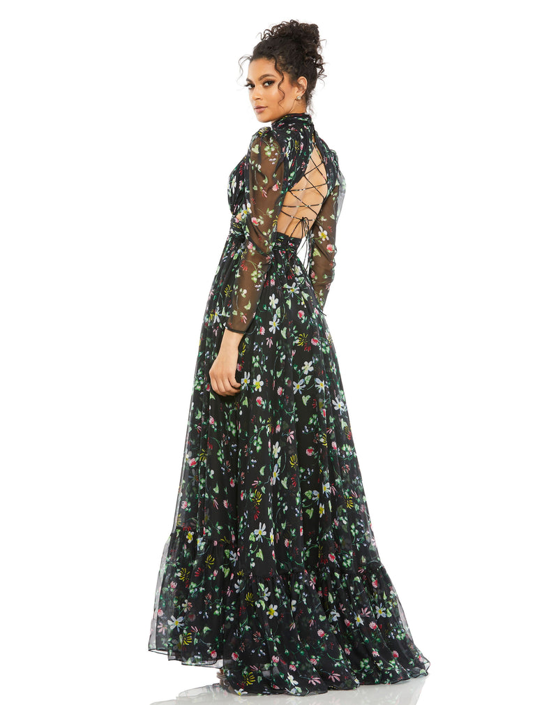 Mac Duggal 67942-BlackFloral-BK