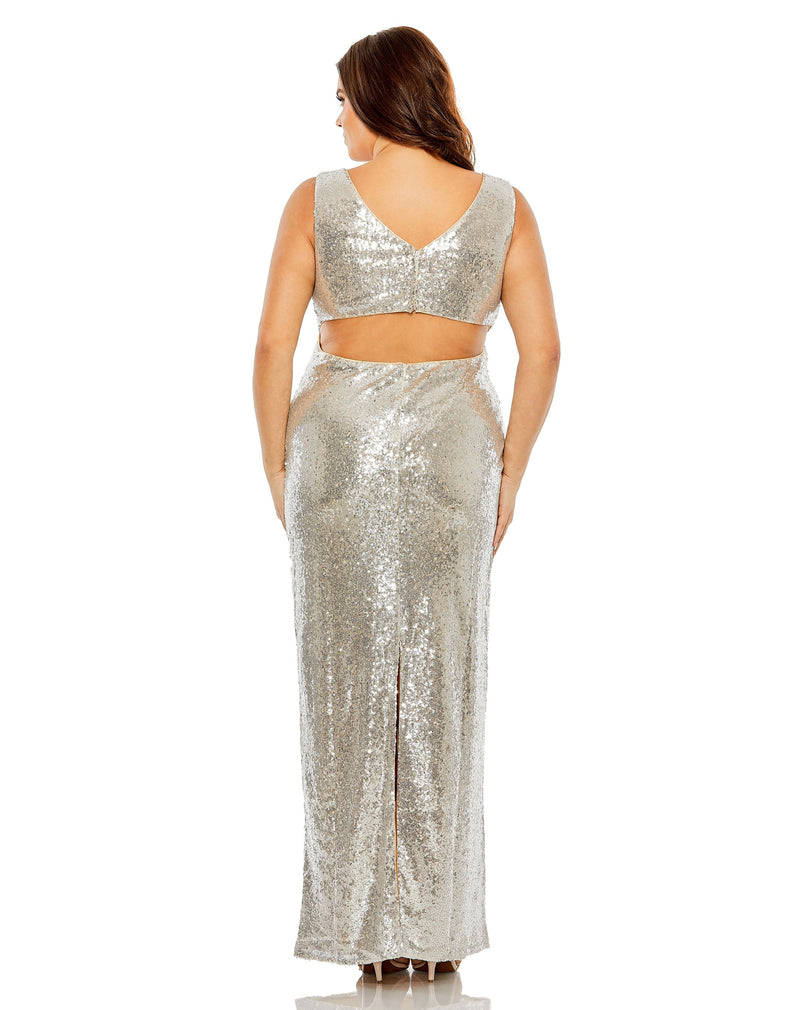 Mac Duggal 68538-NudeSilver-BK