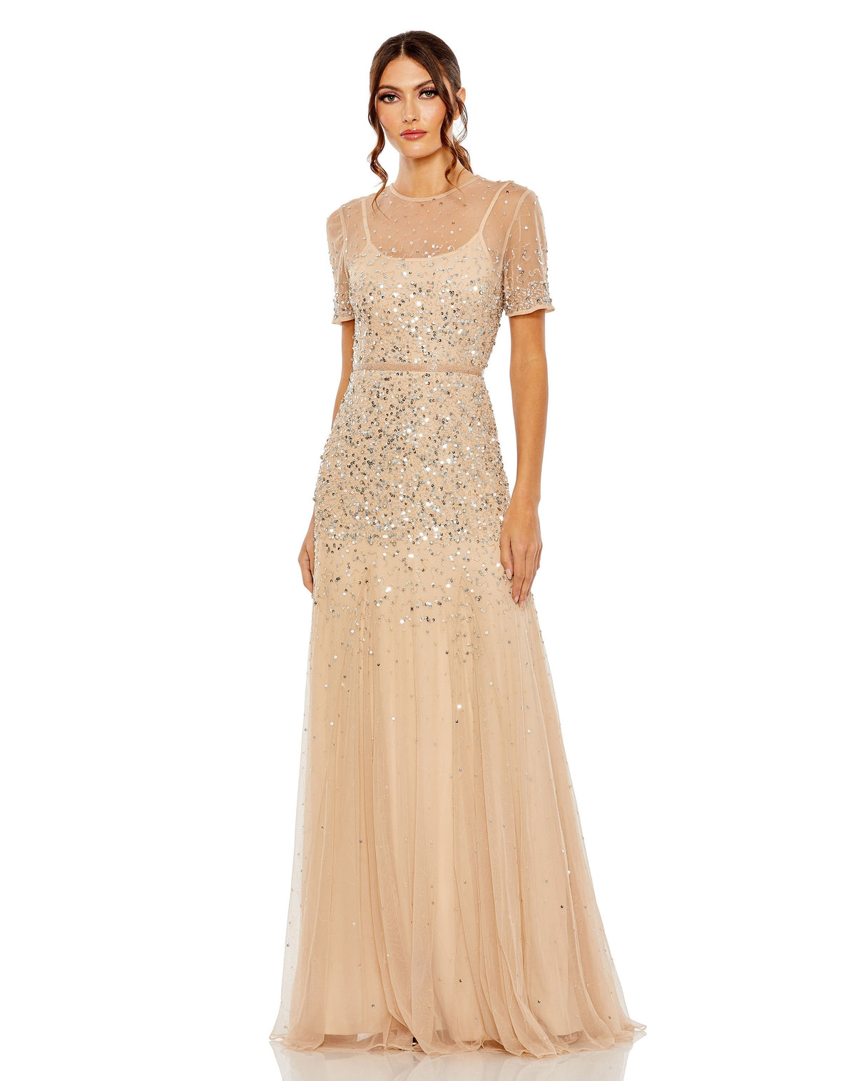 Mac Duggal 93909-NudeSilver-AB