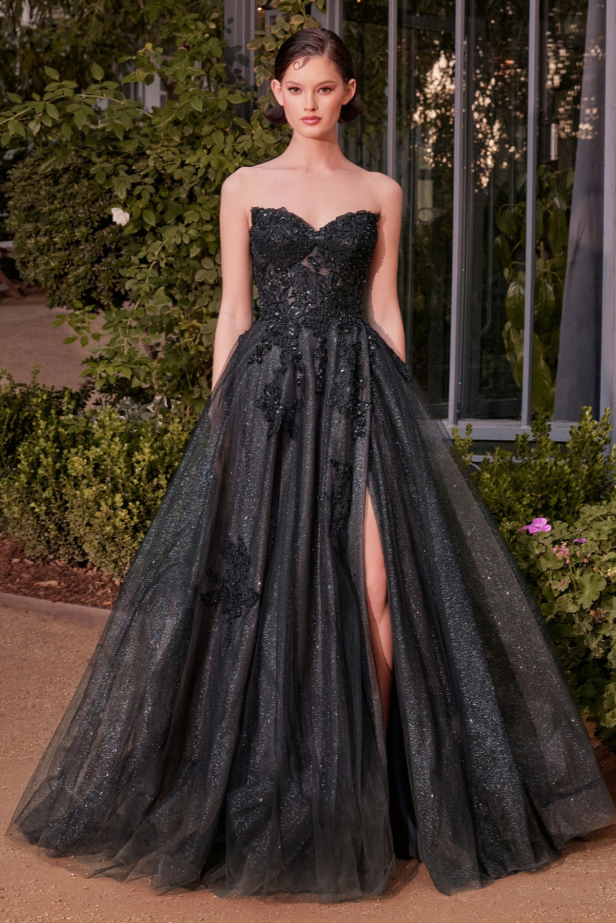 Andrea & Leo Couture A1378_BLACK-NUDE_front