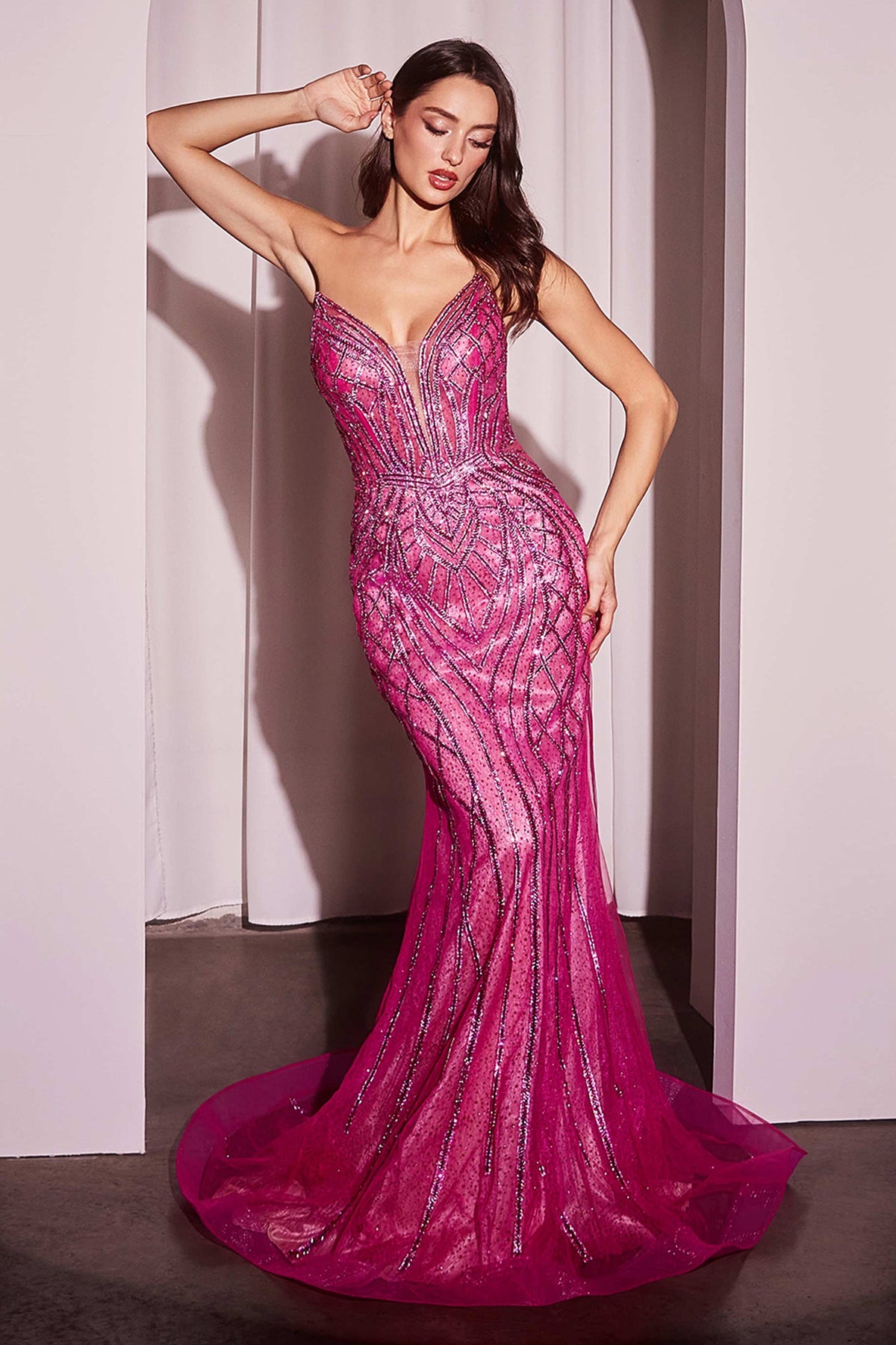 Ladivine by Cinderella Divine CC6018_FUCHSIA_FRONT
