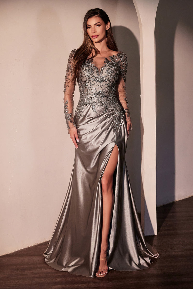 Ladivine by Cinderella Divine CDS505_GRAPHITE_SILVER_FRONT