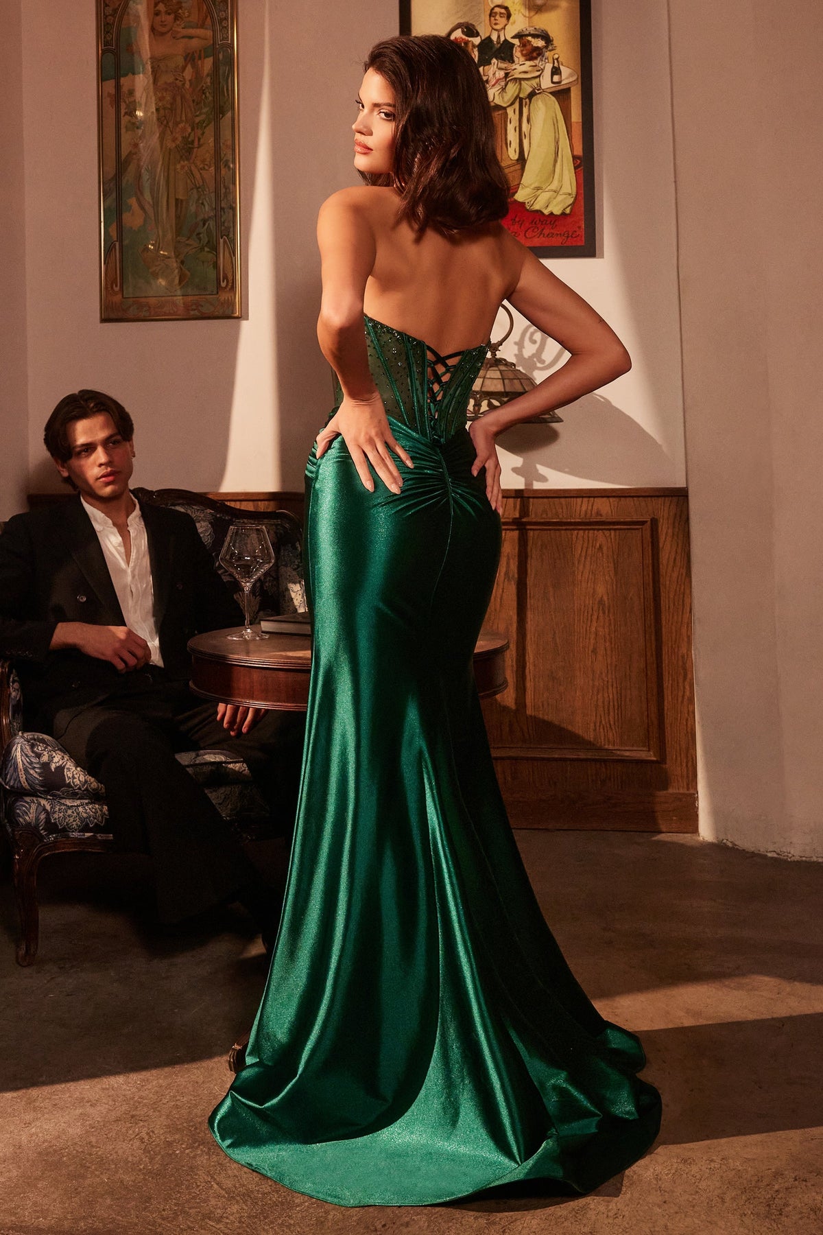 Ladivine by Cinderella Divine CM378_EMERALD_BACK