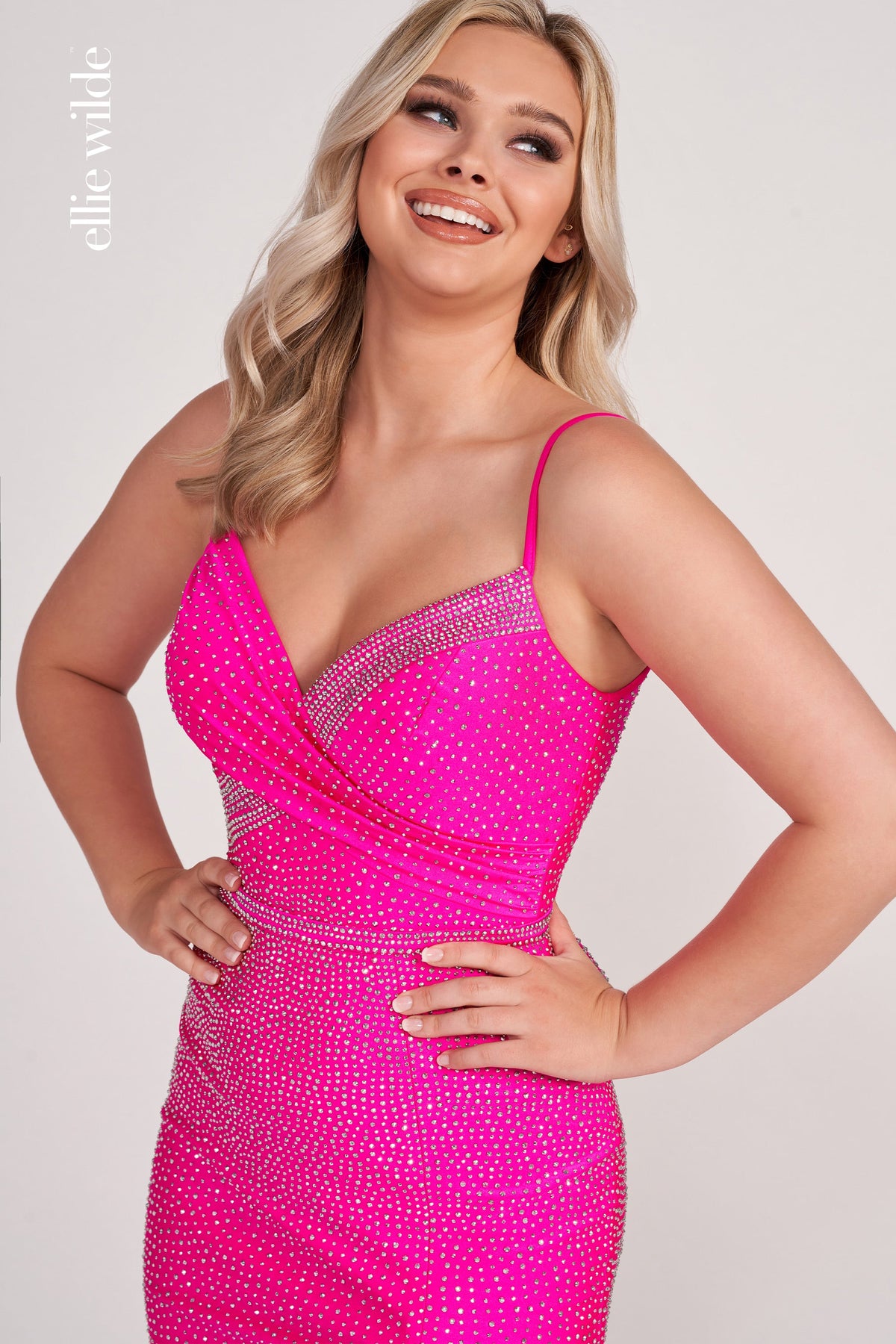 Ellie Wilde EW34039-hot-pink-silver-f-c