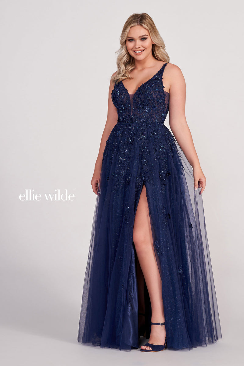 Ellie Wilde EW34103-navy-blue-f-d