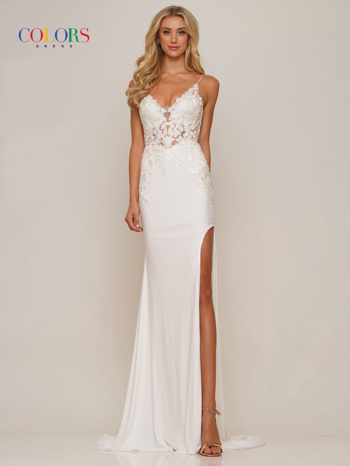 Colors Dress G1086_OFF_WHITE_FRONT