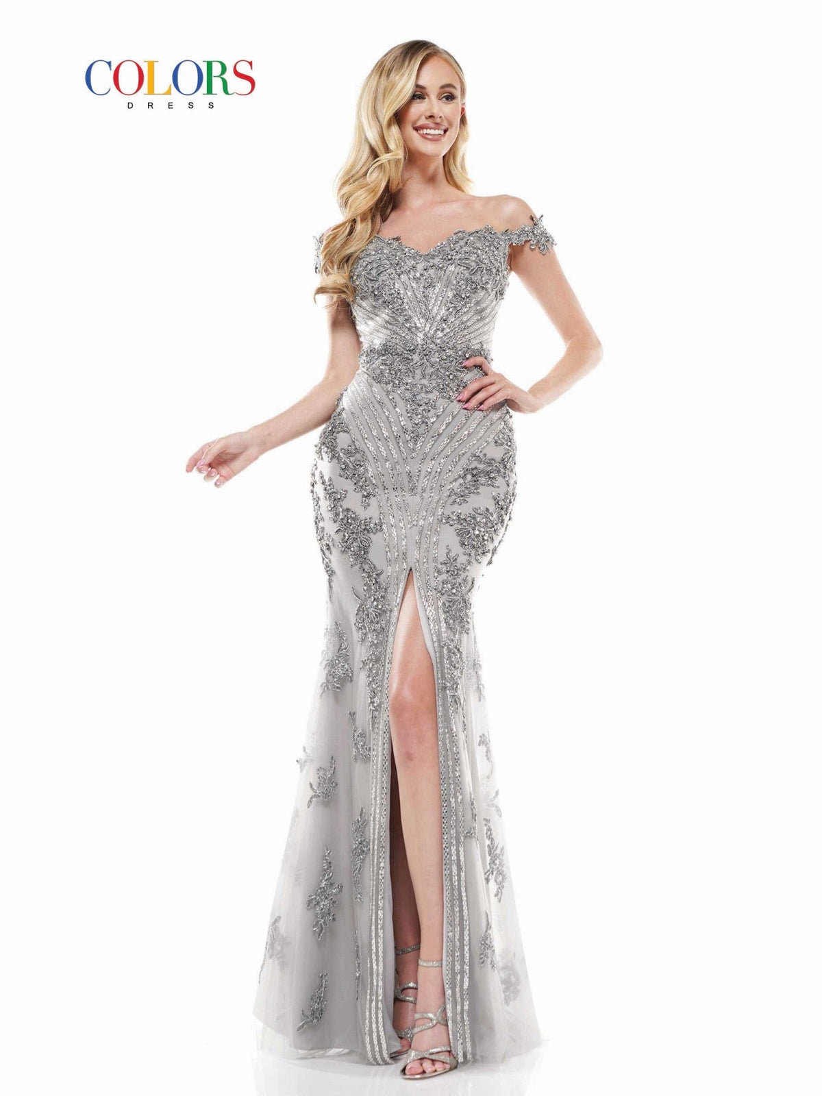 Colors Dress J131_SILVER_FRONT