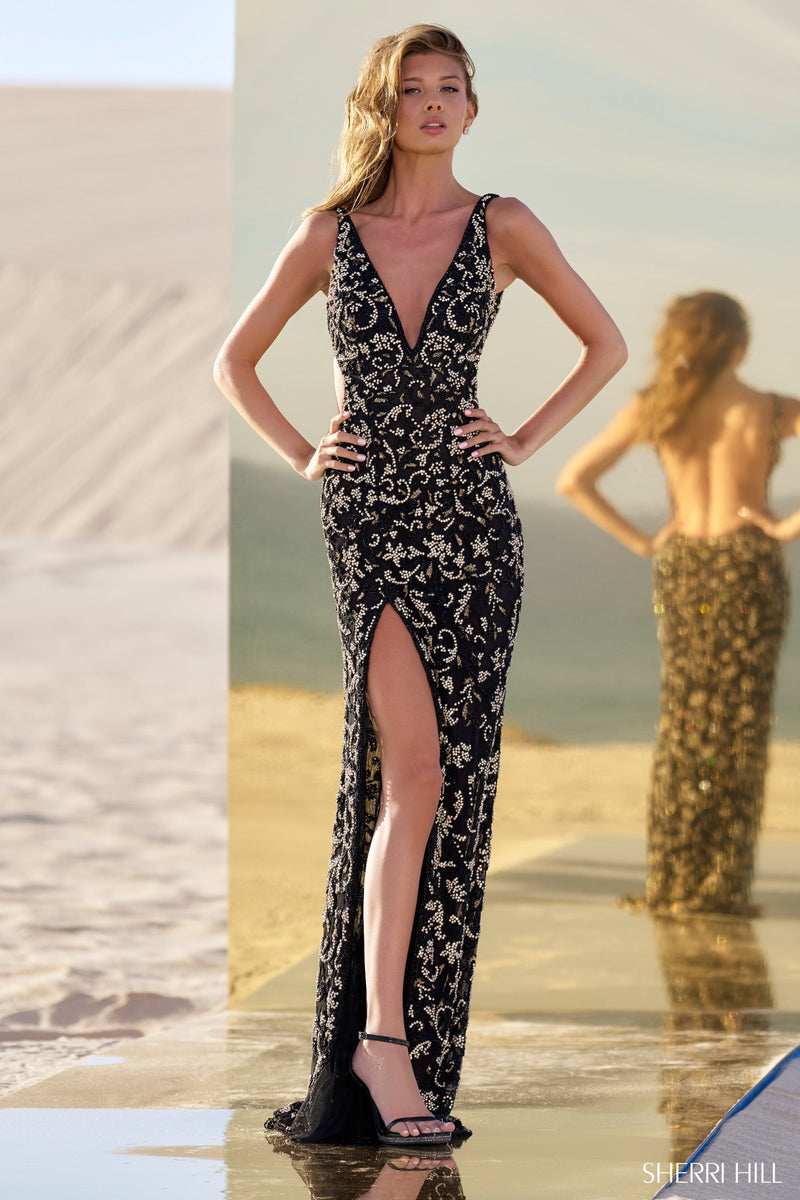 Sherri Hill Sherri-Hill-56671-black-gold-gunmetal-54927