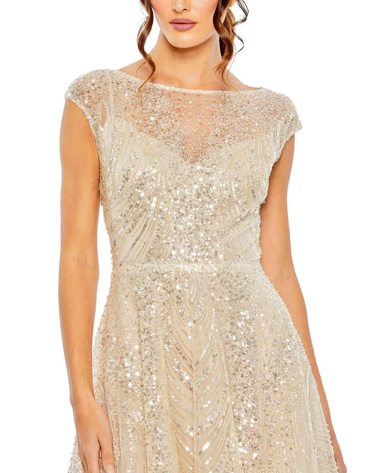 Mac Duggal 20524-NudeSilver-CL