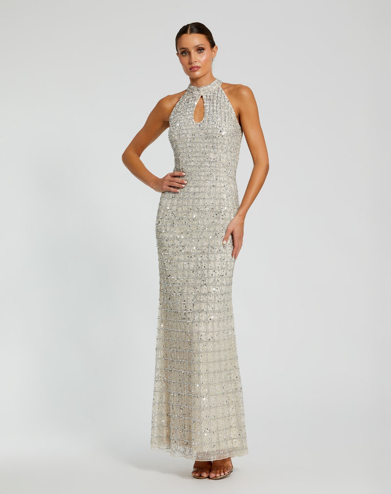 Mac Duggal 23018-NudeSilver-AB
