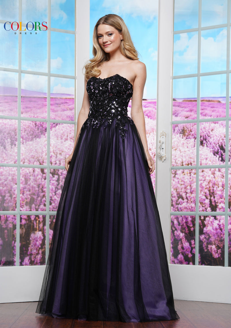 Colors Dress 3495_BLACK_LAVENDER_6073