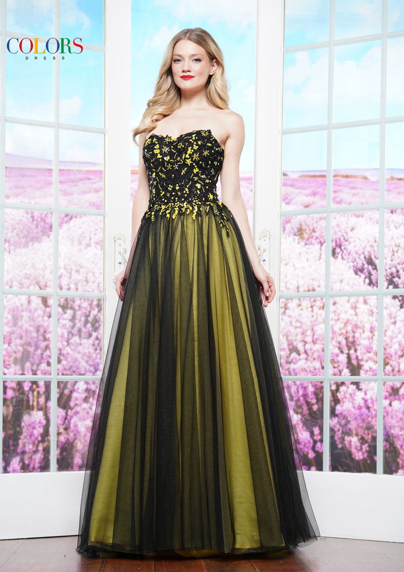 Colors Dress 3495_BLACK_YELLOW_6568