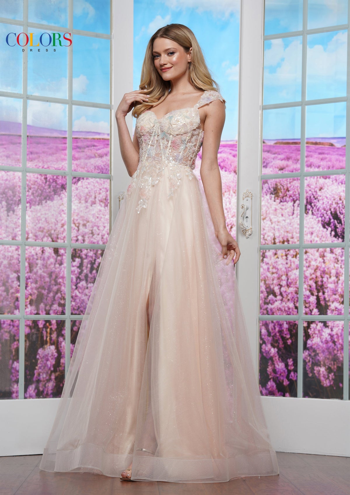 Colors Dress 3498_PEACH_YELLOW_6560