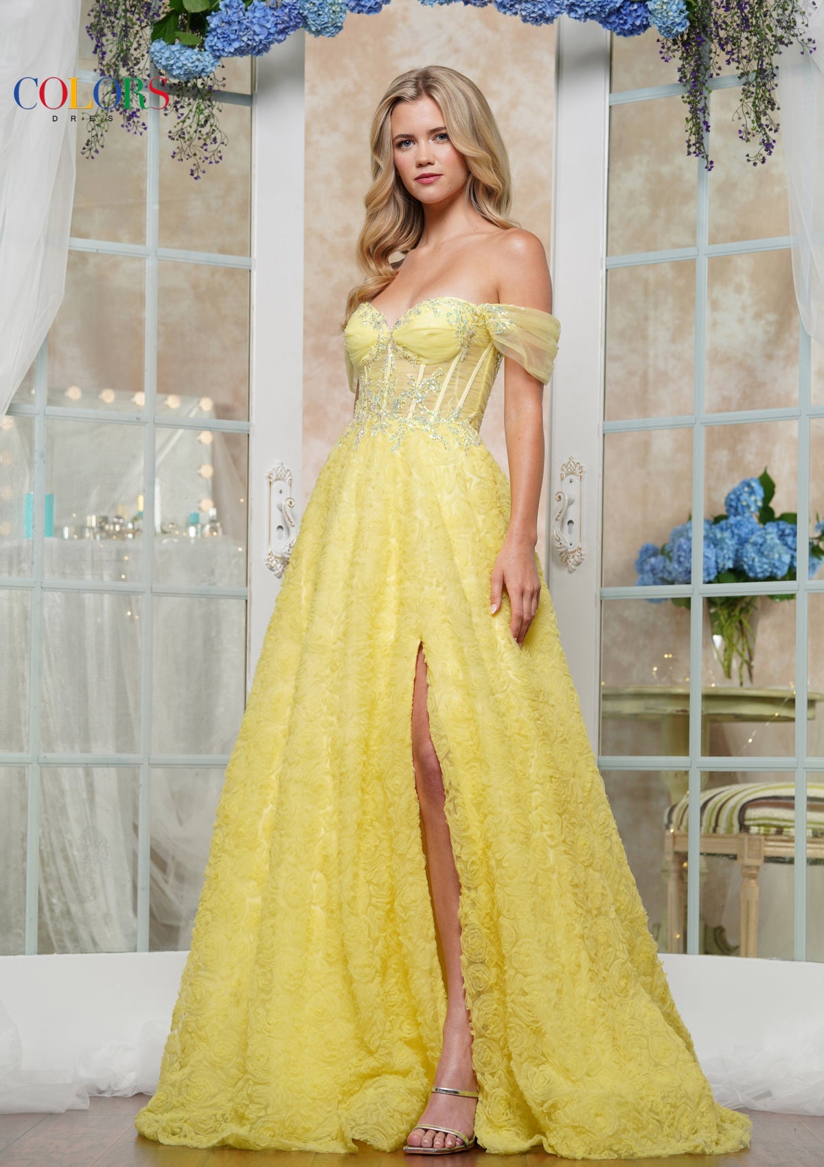 Colors Dress 3506_YELLOW_FRONT