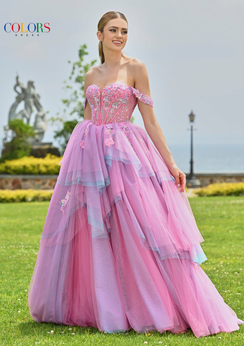 Colors Dress 3534_HOT_PINK_FRONT