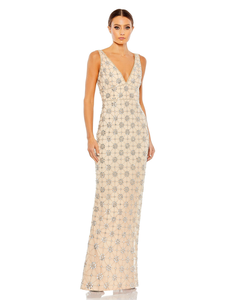 Mac Duggal 93744-NudeSilver-AB