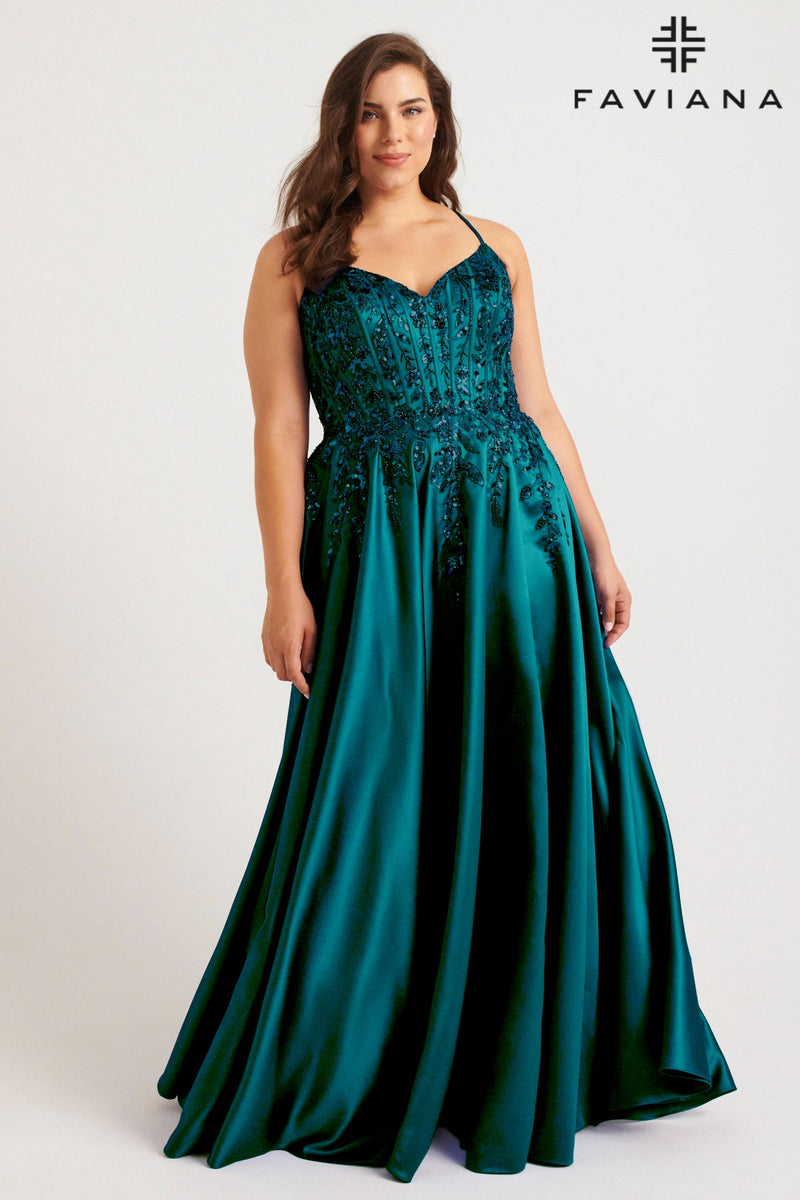 Faviana 9575_DARK_TEAL_FRONT