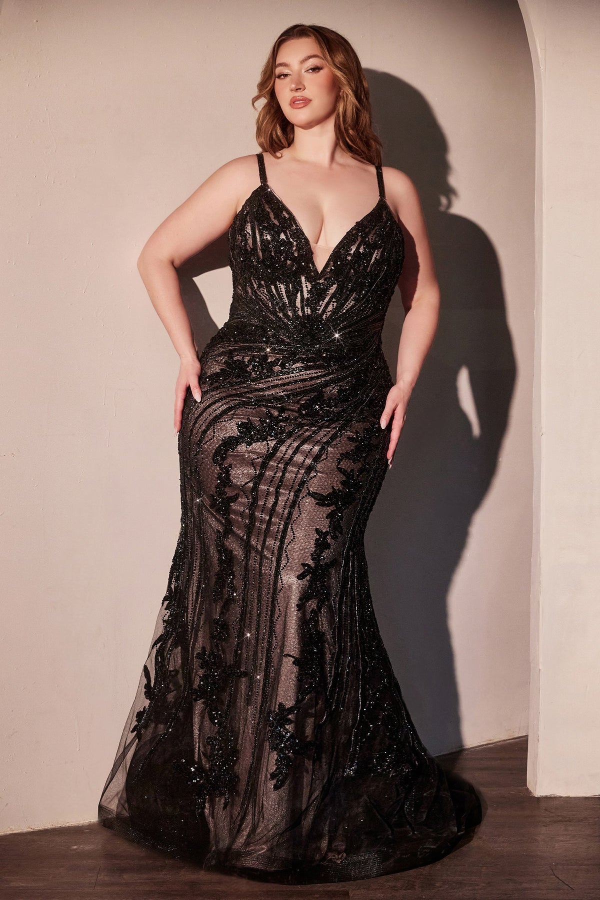 Ladivine by Cinderella Divine CC0389C_BLACK_NUDE_FRONT