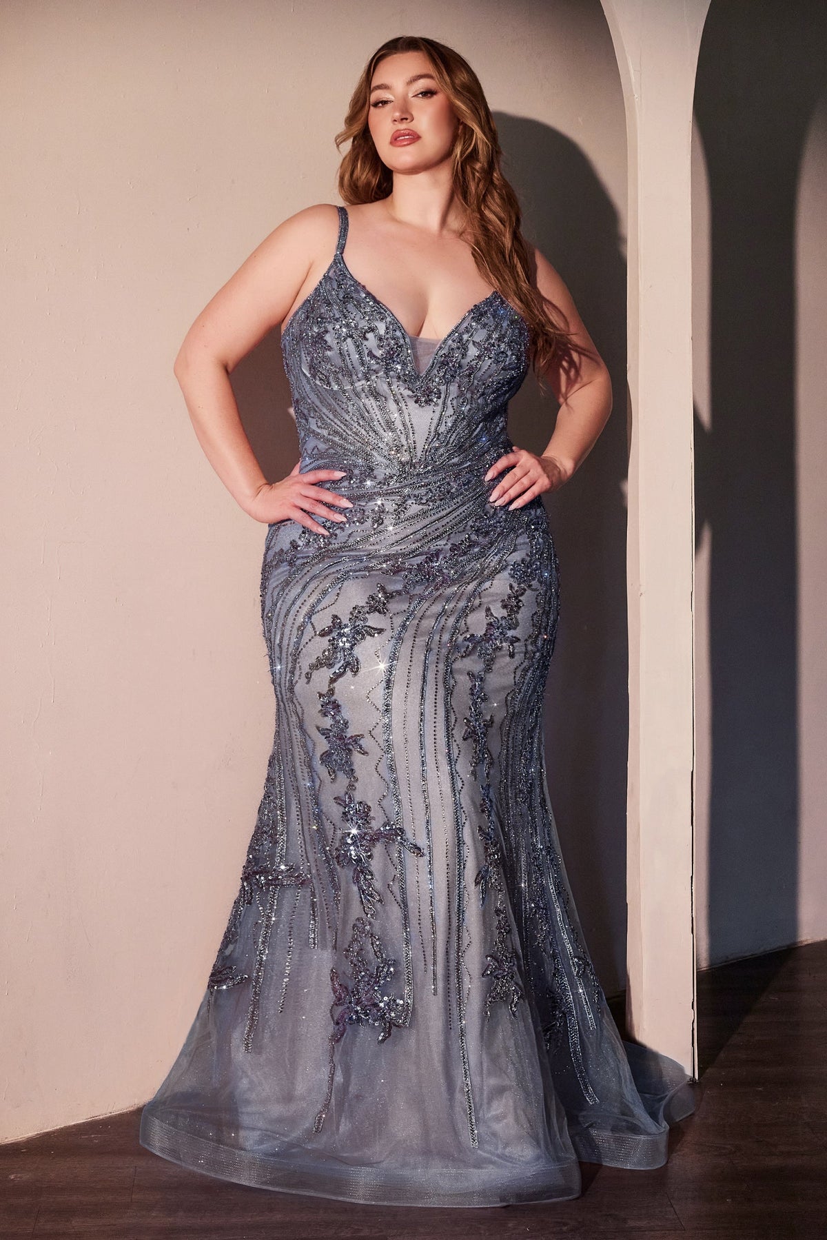 Ladivine by Cinderella Divine CC0389_SMOKY_BLUE_FRONT