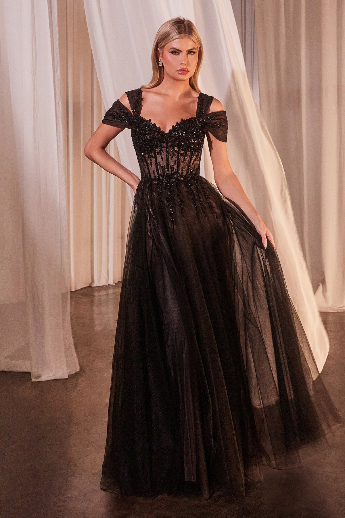 Ladivine by Cinderella Divine CD0237_BLACK_NUDE_FRONT