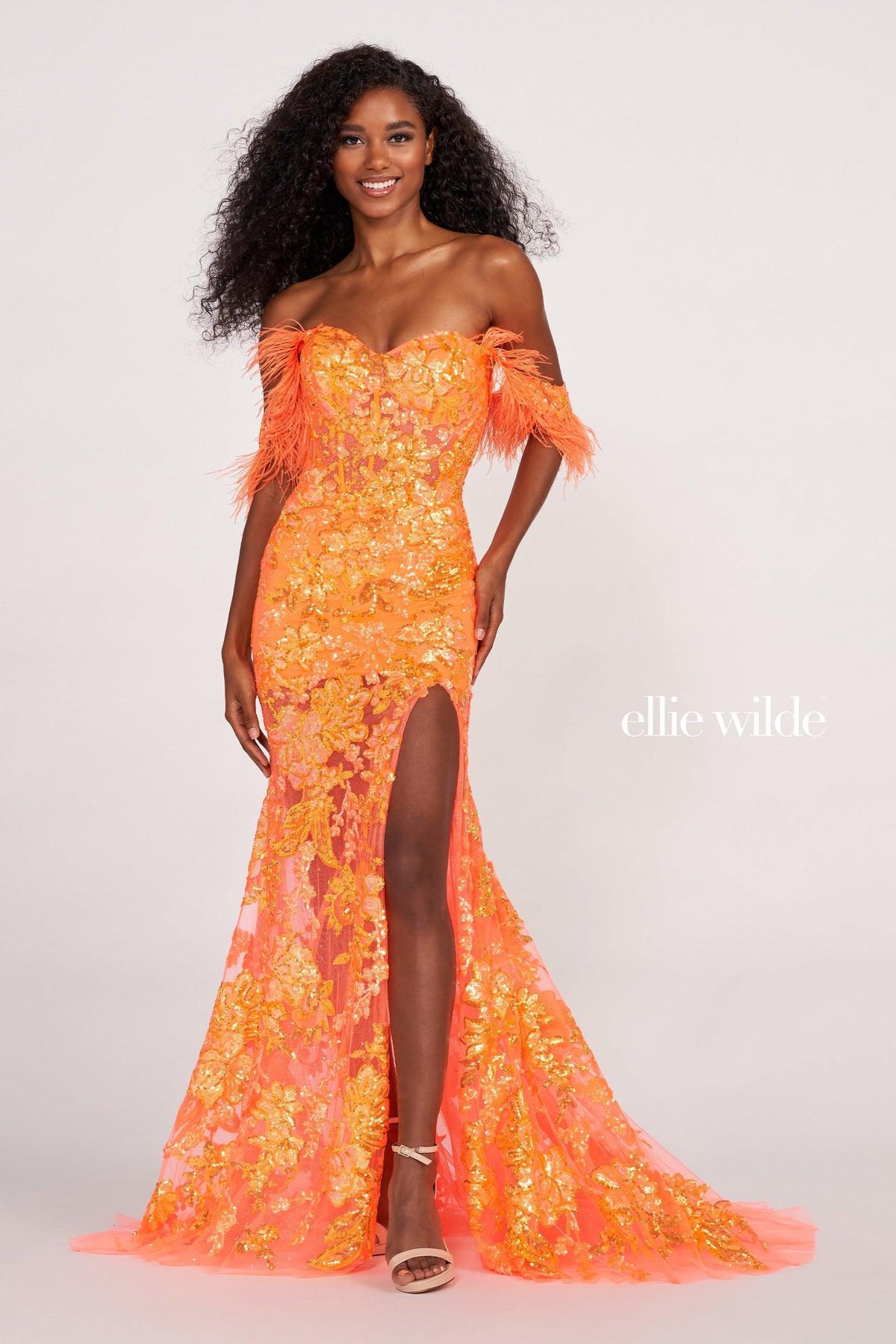 Ellie Wilde EW34034-orange-f-d